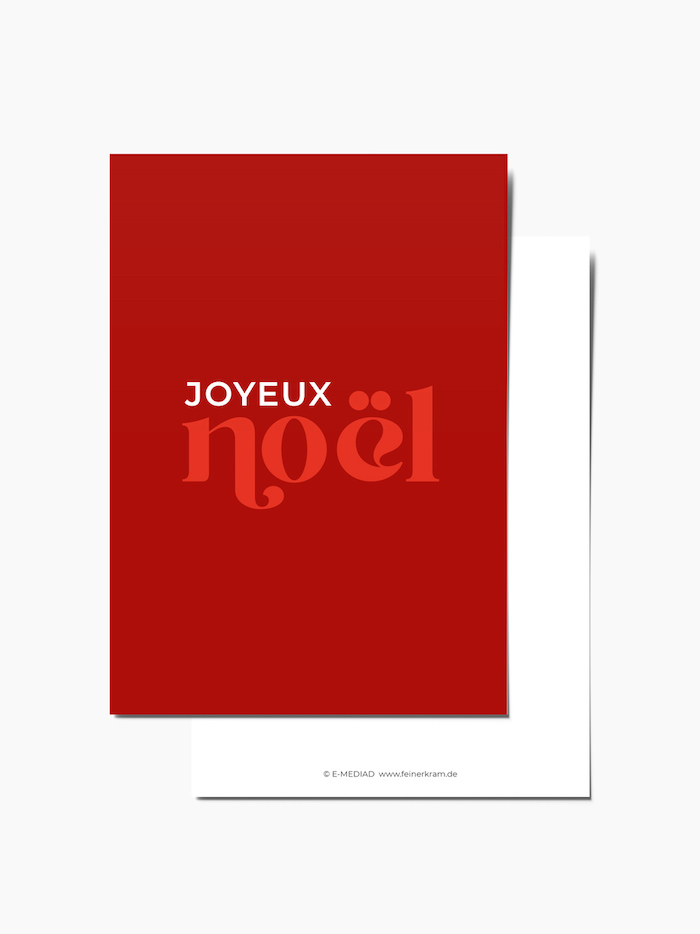 Joyeux Noël: Moderne Weihnachtskarte, ideal als Geschenkanhänger